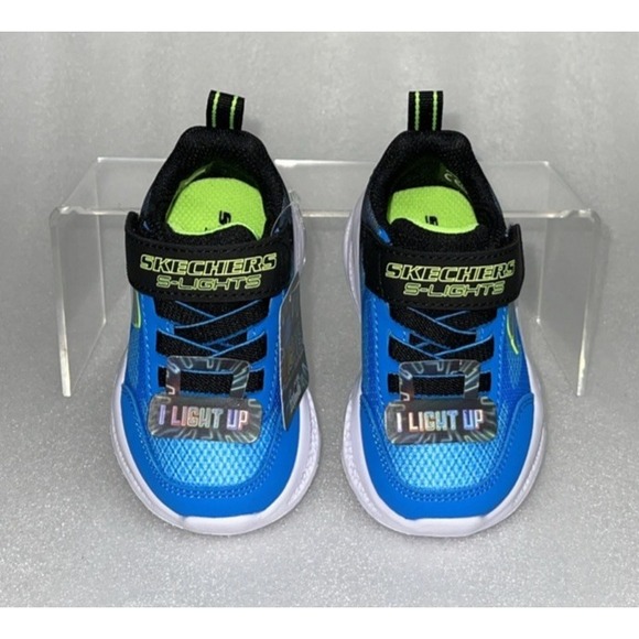 S Lights By Skechers Meteor Krendox Sneakers Stretch Laces Toddler Boy Size 6 - Picture 10 of 17